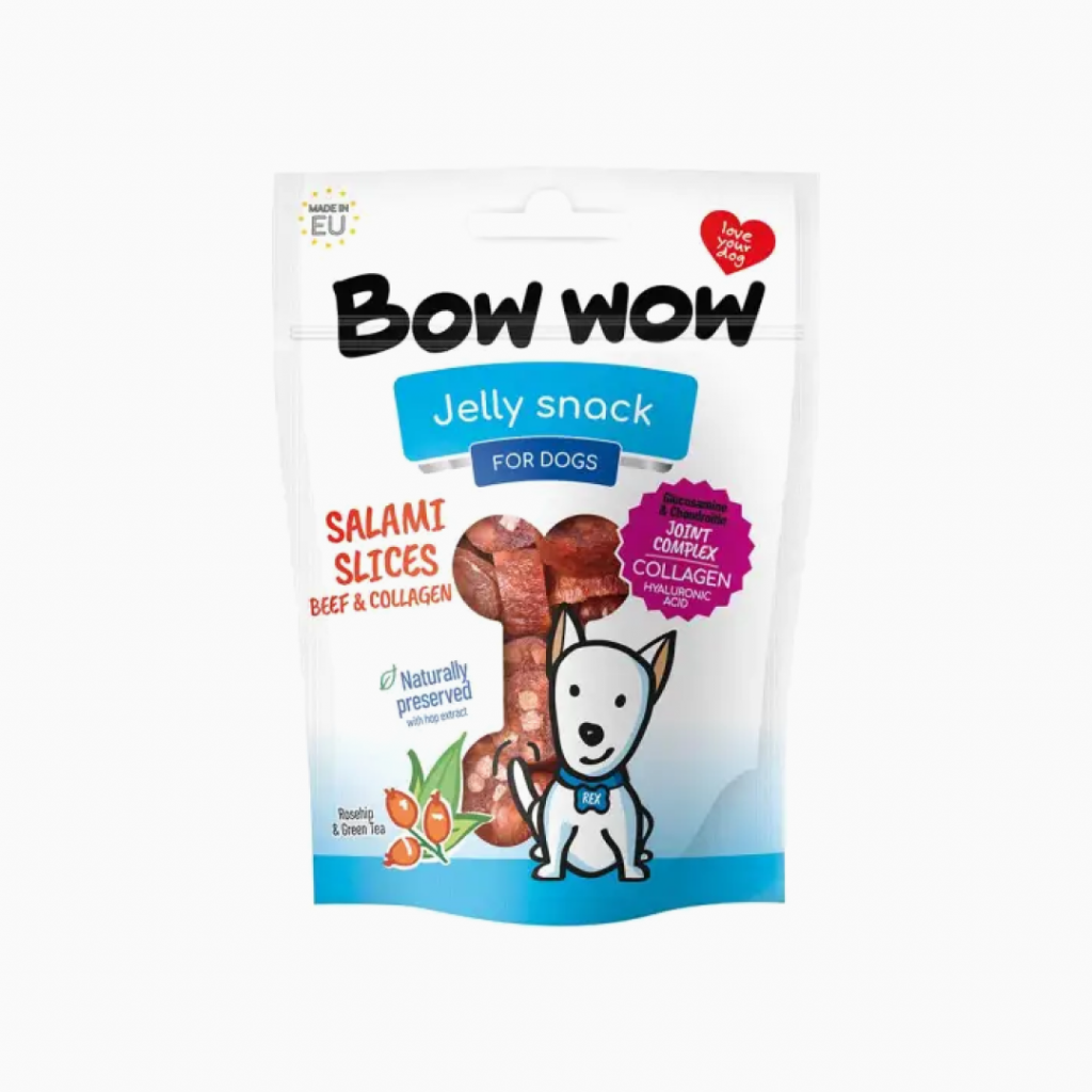 Bow Wow Salami Slices Beef & Collagen 80 gr